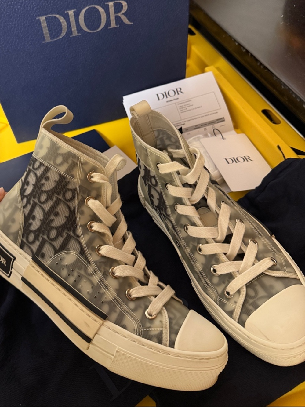 Dior Transparent Oblique Monogram High-Top Sneakers - black